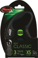 Flexi New Classic XS Çəkilə Bilən İt Qayışı, 3 m, Maksimum 12 kq, Qara