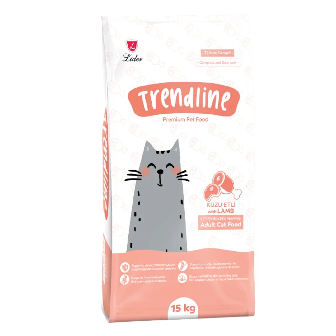 60104410-1 Trendline Adult Сat сухой корм для кошек со вкусом ягненка и риса (целый мешок 15 кг) — изображение 1