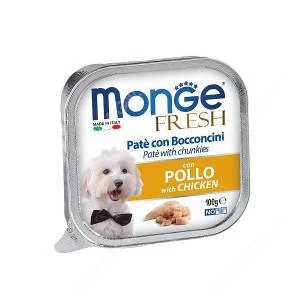 Monge Fresh нежные кусочки в паштете с курицей для собак, супер премиум качества 100 г