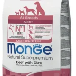 Monge Adult Monoprotein Natural Super Premium Beef with Rice сбалансированный полнорационный сухой корм с одним источником животного белка, для взрослых собак всех пород, с говядиной и рисом, супер премиум качества (на развес)