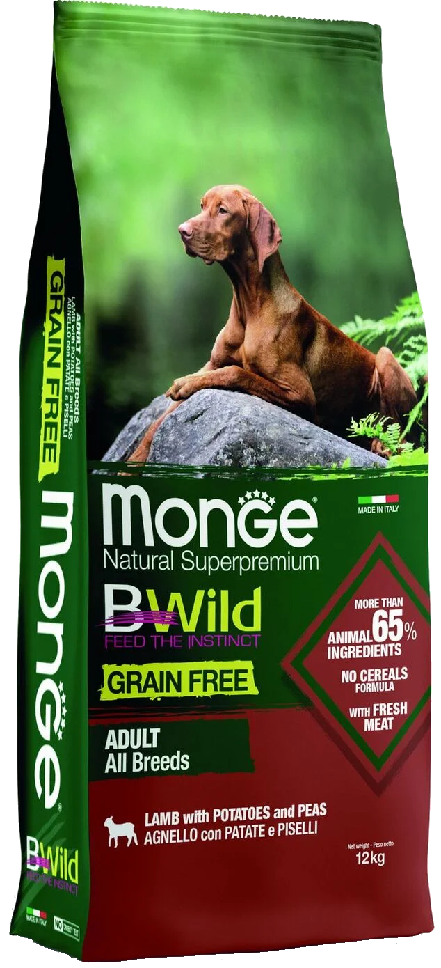 6010684 Monge Adult All Breeds Təbii Super Premium Quzu Kartof və Noxudla, bütün cinslərdən olan yetkin itlər üçün tam bir pəhriz, quzu, kartof və noxudla, super premium keyfiyyətli (toplu) - Şəkil 1