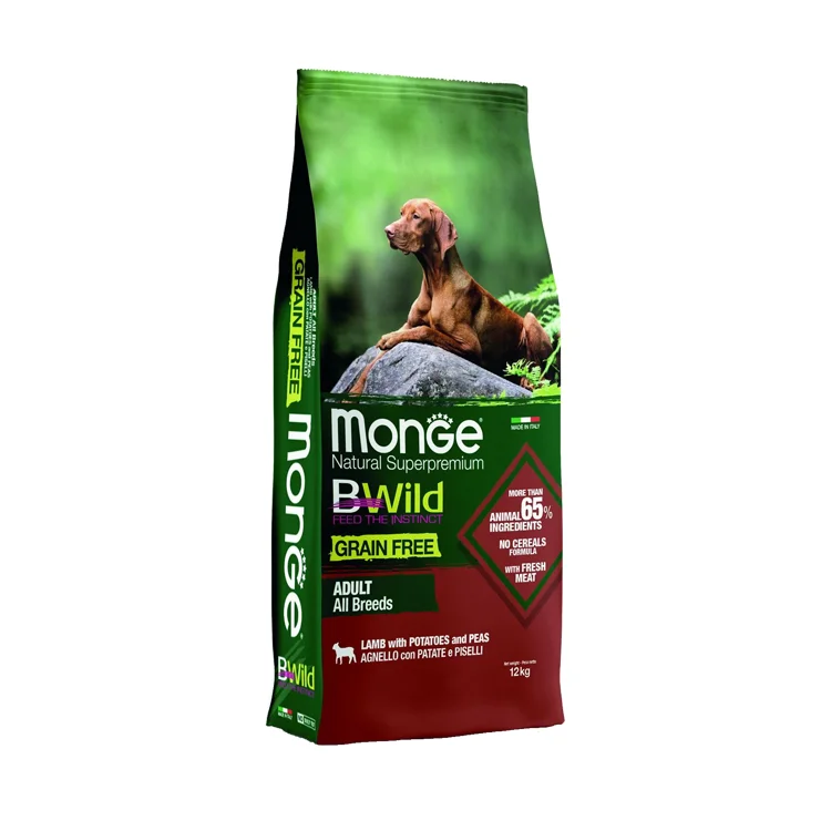 60106840 Monge Adult all Breeds Natural Super Premium Lamb with Patatoes and Peas, полноценный рацион для взрослых собак всех пород, с ягненком, картошкой и горохом, супер премиум качества (целый мешок 12 кг) — изображение 1