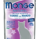 Monge Natural Adult Tonno con Manzo влажный корм для кошек с тунцом и говядиной в желе, супер премиум качества 80 гр