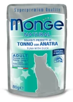 Monge Natural Adult Tonno con Anatra влажный корм для кошек с тунцом и уткой в желе, супер премиум качества 80 гр