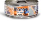 Monge Natural Tonno del Pacifico con Salmone təbii Sakit okean tuna pişiklər üçün qızılbalıq, super yüksək keyfiyyətli 80 q