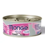 Monge Jelly Tonno con Acciughine yellowfin tuna with anchovies in jele, for cats, super premium quality 80g