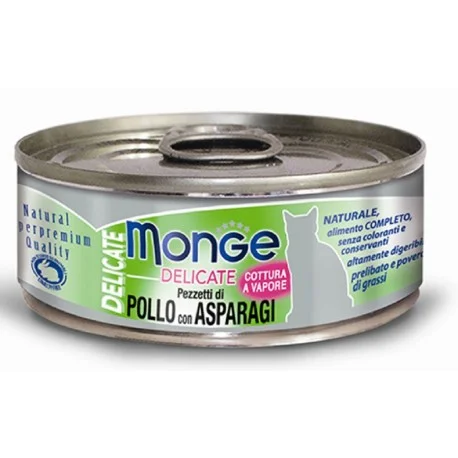 6010752 Monge Delicate Pollo con Asparagi нежные кусочки курицы со спаржей для кошек, супер премиум качества 80 гр — изображение 1