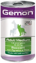 Gemon Adult Medium Lamb & Rise tam yem ilə ədəd quzu ilə düyü, üçün yetkin itlər orta cinslər, yüksək premium sinif 1250 qr