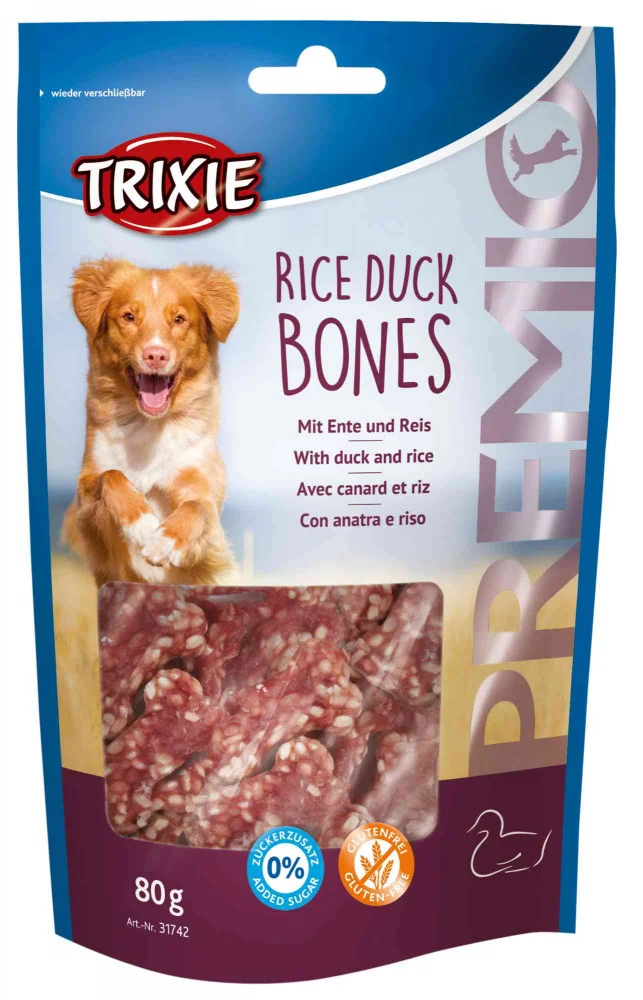 6010821 Trixie Rice Duck Bones лакомства для собак, утка с рисом в форме косточки 80 г — изображение 1