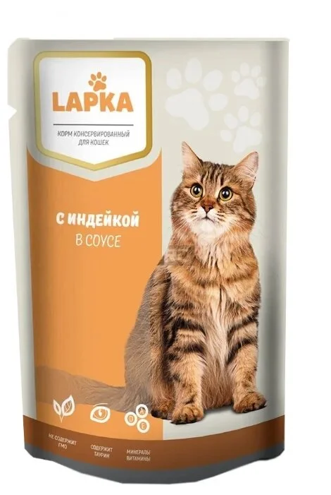 6010901 Lapka влажный корм для кошек с индейкой в соусе 85 г — изображение 1