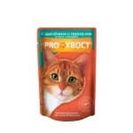 Pro Tail yaş pişik yemi toyuq və bildirçin ilə jele içində tərəvəzli, 85 q