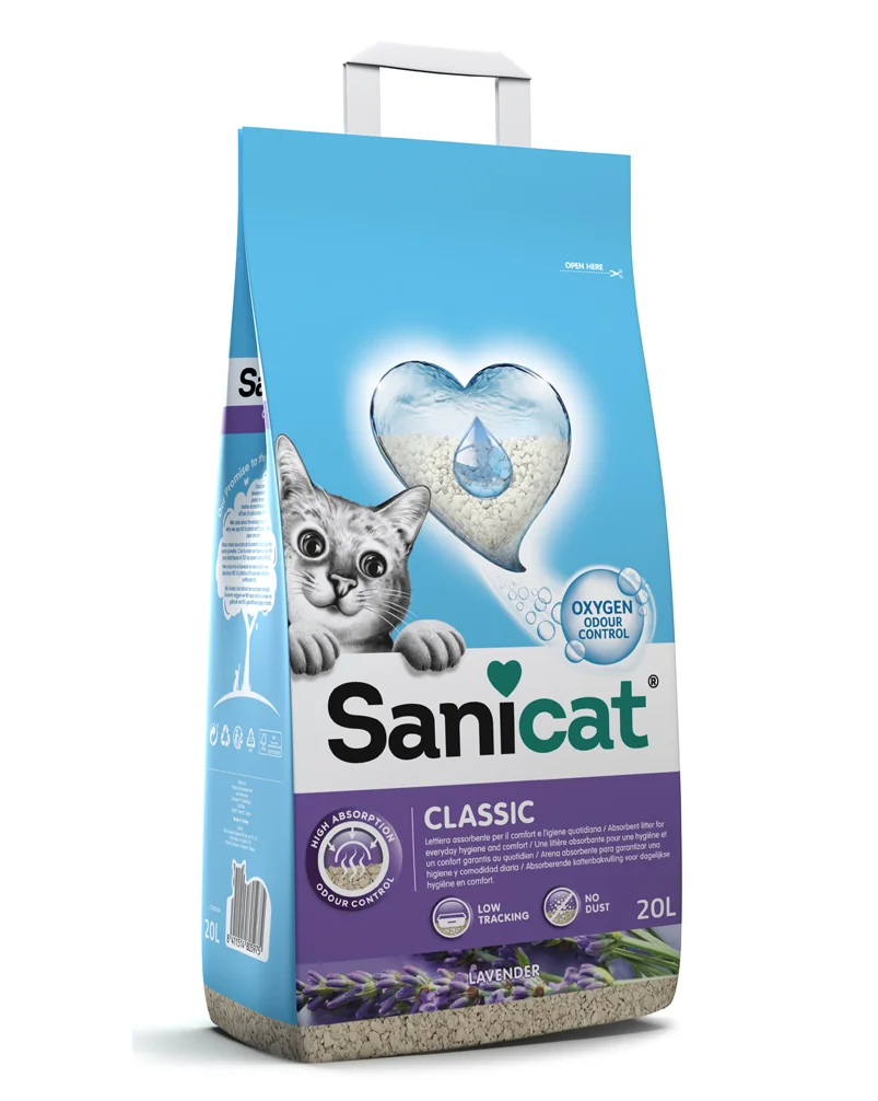 6020021 Sanicat Classic Lavender впитывающий наполнитель с ароматом лаванды, 20 л — изображение 1