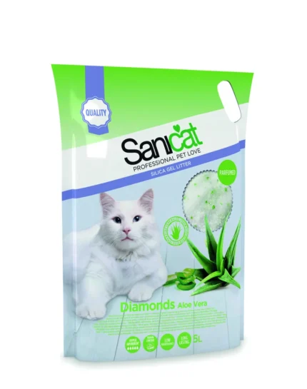Sanicat Diamonds Aloe Vera силикагелевый наполнитель с ароматом алоэ вера, 5 л