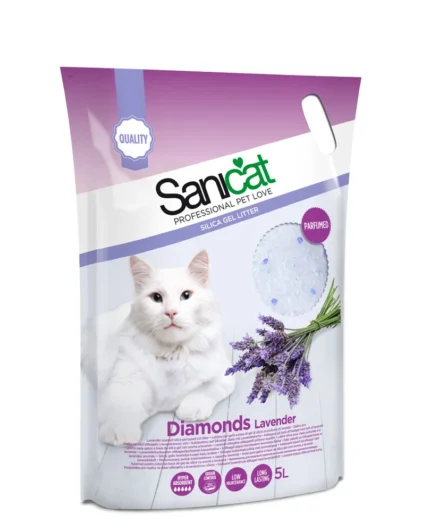 Sanicat Diamonds Lavender силикагелевый наполнитель с ароматом лаванды, 5 л