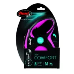 Flexi New Comfort M Cord 8 m тросовый поводок-рулетка длиной 8 м для собак весом до 20 кг (розовый)