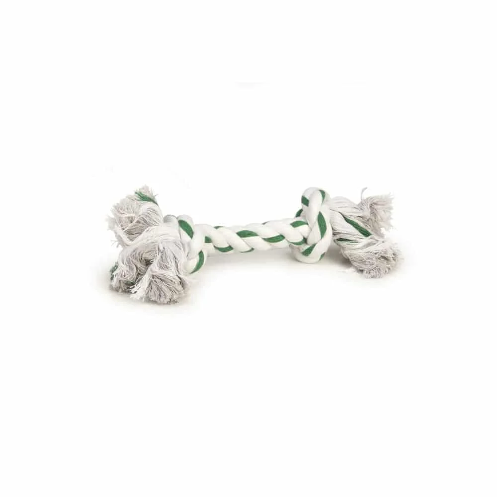 6020074-2 Beeztees Flossy rope with mint taste игрушка-канат для собак с мятным вкусом, 2 узла, 13 см — изображение 1