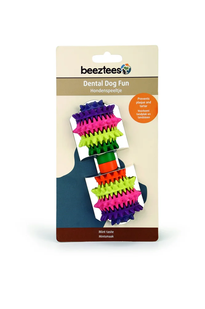 6020141 Beeztees Rubber Dental Care Qantel Köpəklər üçün Rezin Masaj Qantel, 14 x 6 sm - Şəkil 1