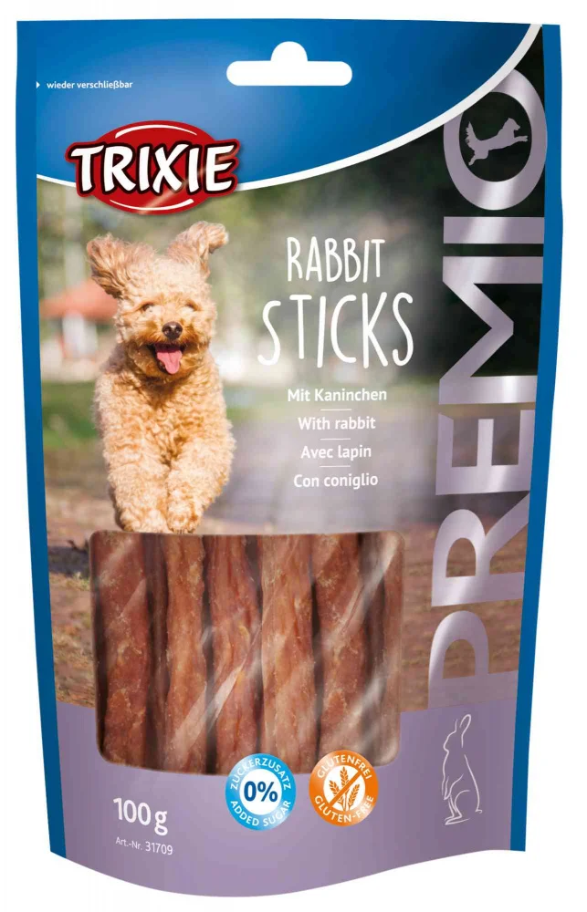 6020207-1 Trixie Premio Rabbit Sticks лакомства для собак с мясом кролика, 100 г — изображение 1