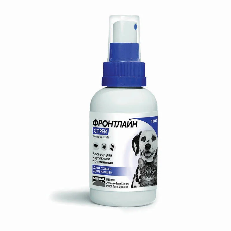 6020210 Pişiklər və itlər üçün bit, birə və bitlərə qarşı Frontline spreyi, 100 ml - Şəkil 1
