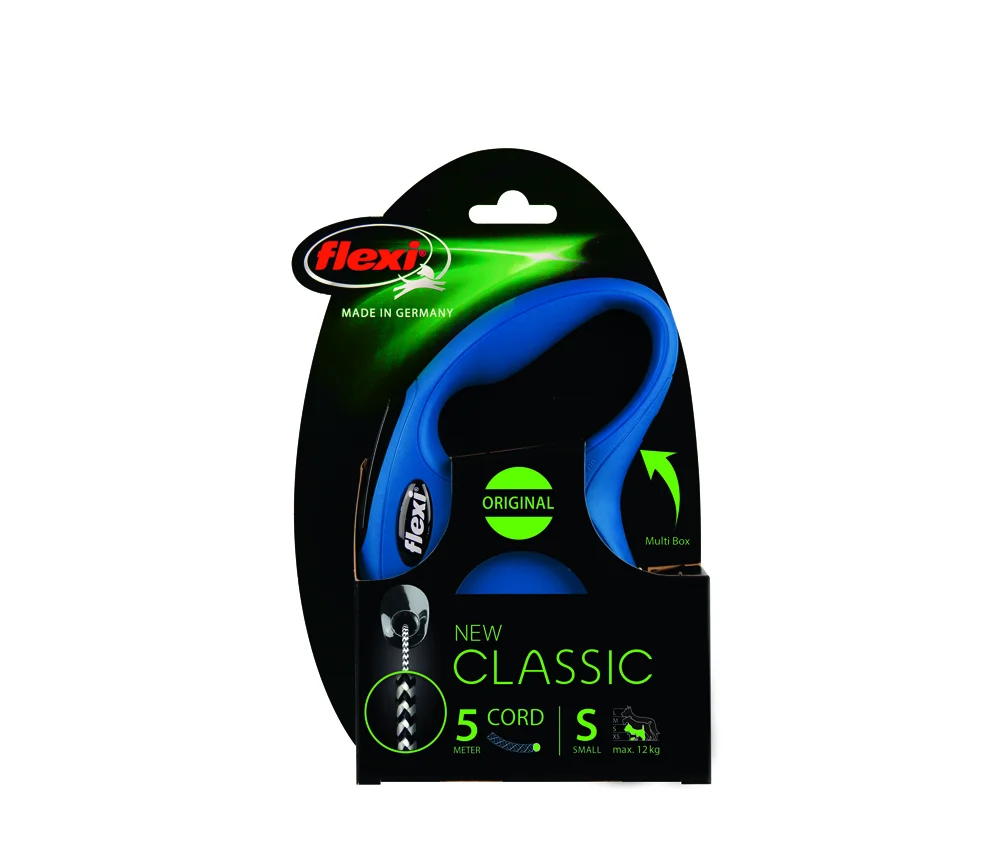 6020222 Flexi Blue Classic S Cord 5 m 12 тросовый поводок-рулетка длиной 5 м для собак весом до 12 кг (синий) — изображение 1