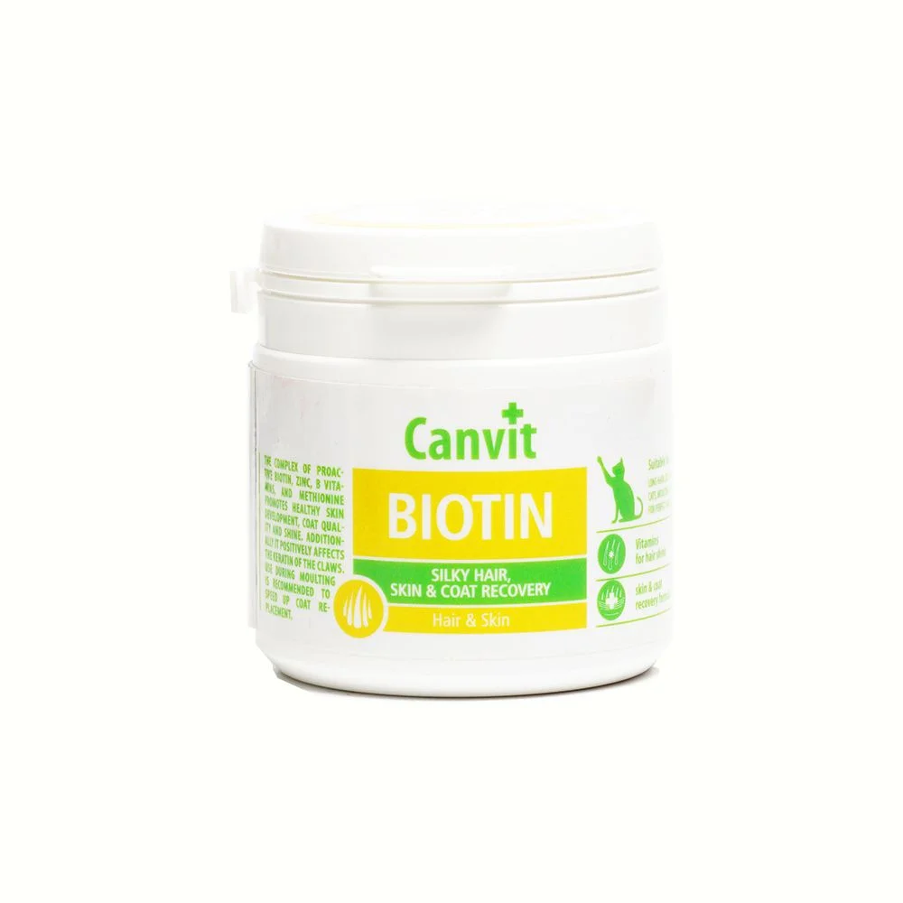 6020349 Canvit Biotin витамины для укрепления кожи и против выпадения шерсти для кошек, 100 г — изображение 1