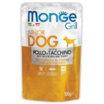 Monge Grill Puppy&Junior полнорационный корм для щенков с запеченными кусочками на основе курицы и индейки, супер премиум качества 100 гр