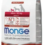Monge Mini Adult Natural Super Premium Lamb, Rice and Patatoes полноценный сухой корм для взрослых собак мелких пород, с ягненком, рисом и картошкой, супер премиум качества, 2,5 кг