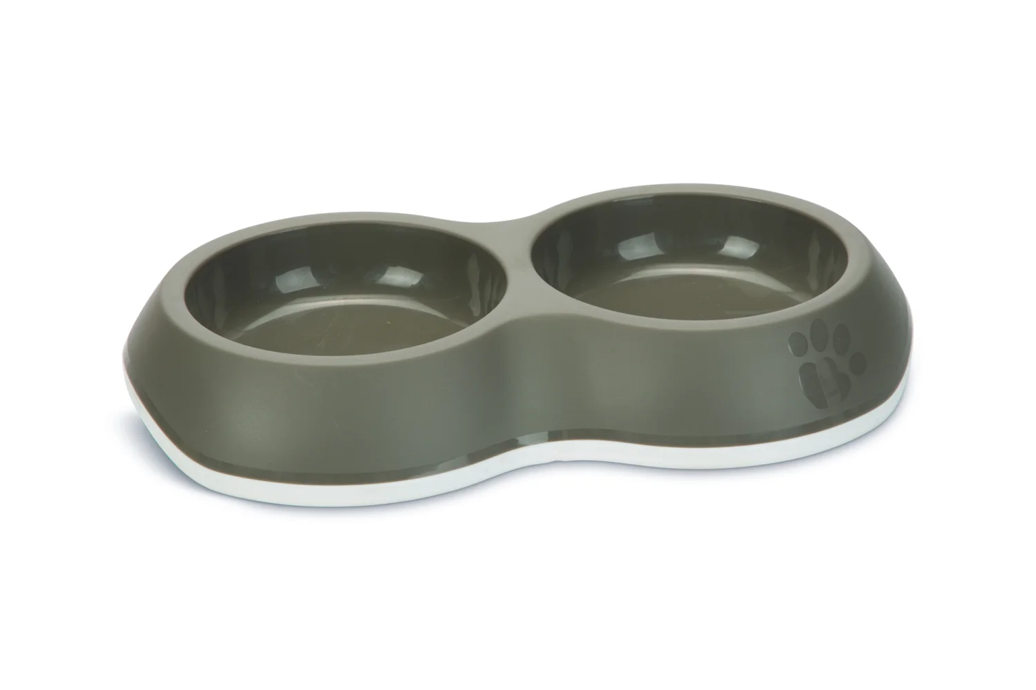 6020660 Beeztees Plastic dinner set Delice Double двойная пластиковая миска, серая, 26 × 15,5 × 4 cm - 2 × 200 ml — изображение 1