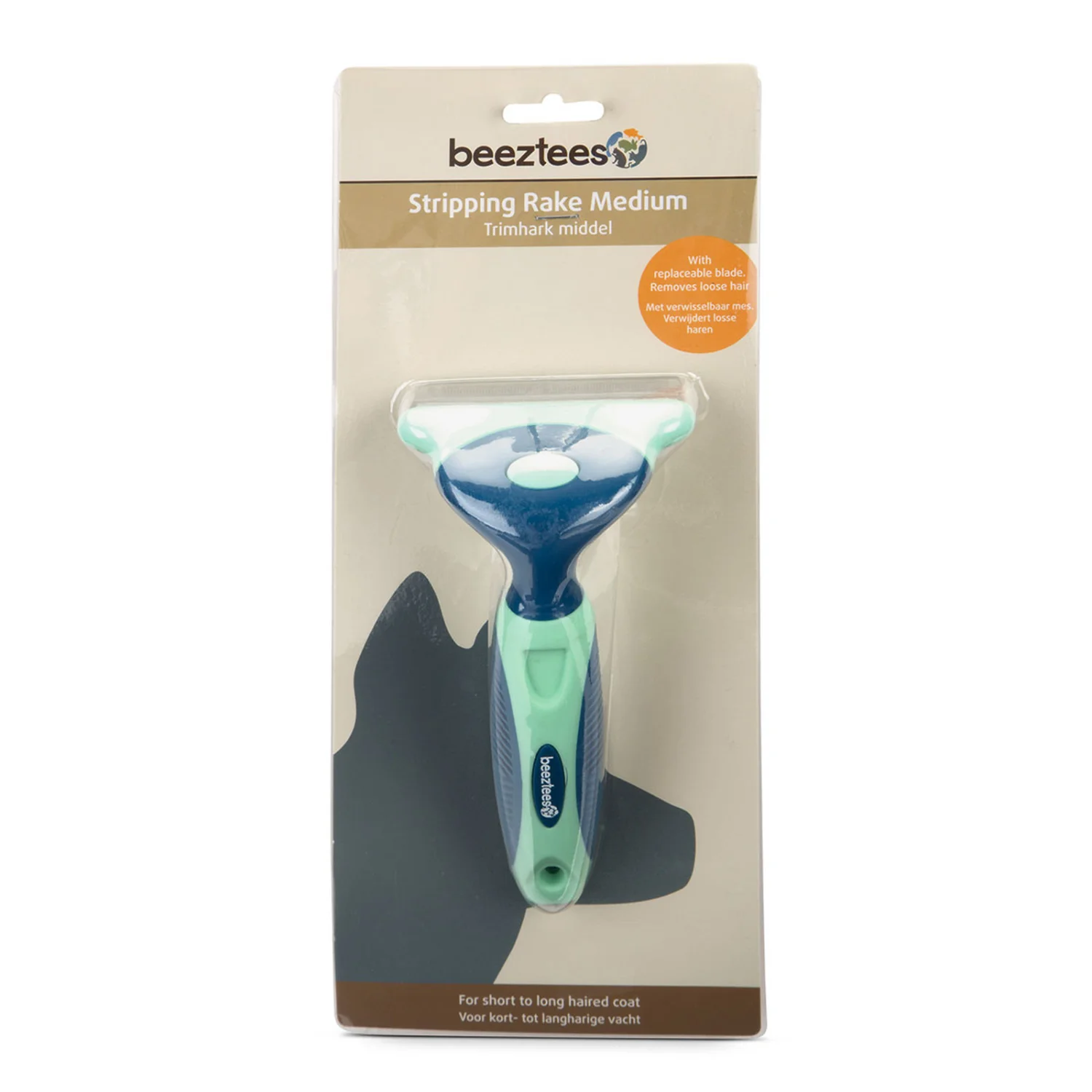 6020666 Beeztees Stripping rake with removable blad фурминатор для собак со съемной насадкой, большой, 15 см — изображение 1