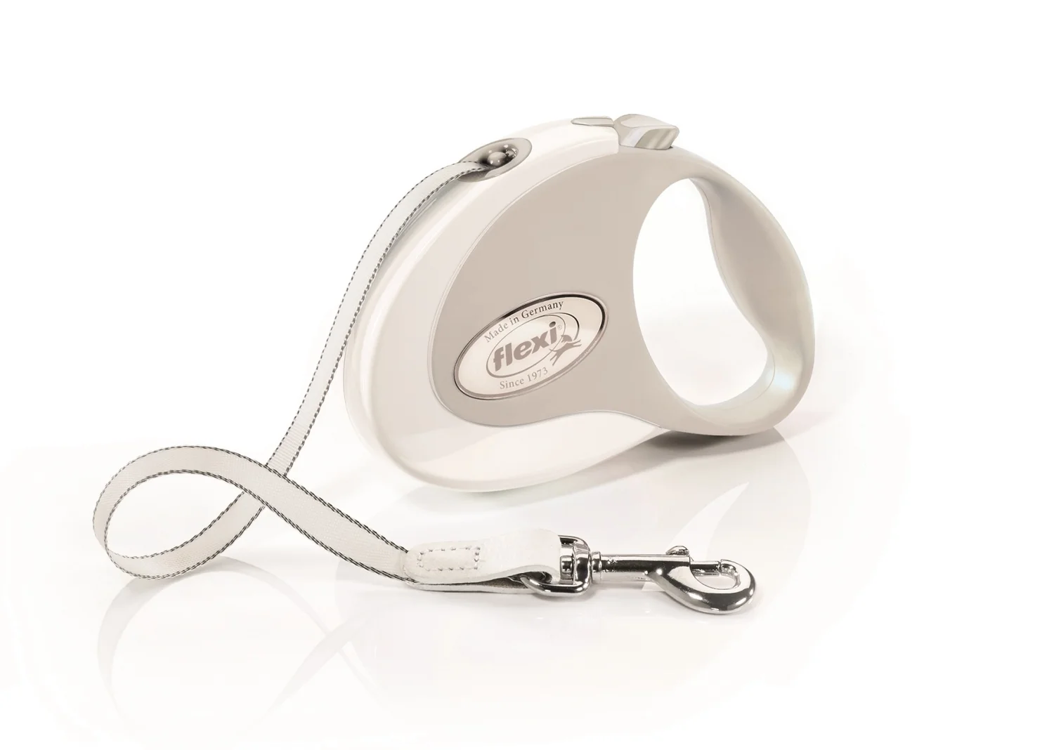 6020770-1 Flexi Style S tape 3 m ременной поводок-рулетка длиной 3 м для собак весом до 12 кг (белый) — изображение 1