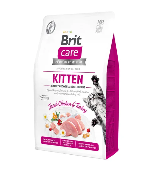6020876 Brit Care Grain Free Kitten Healthy Growth & Development, сухой беззерновой корм с индейкой и курицей для котят, для здорового роста и развития, (на развес) — изображение 1
