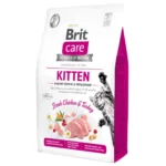 Brit Care Grain Free Kitten Healthy Growth & Development, сухой беззерновой корм с индейкой и курицей для котят, для здорового роста и развития, (целый мешок 7 кг)