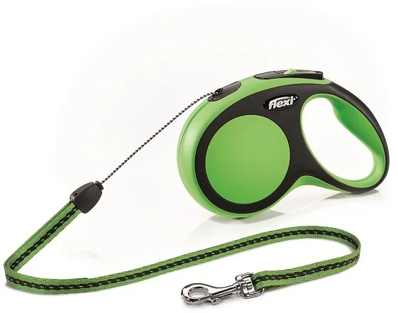 6020884 Flexi New Neon, 5 m geri çəkilə bilən it qayışı, 12 kq-a qədər, S, yaşıl - Şəkil 1