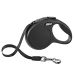 50 kq-a qədər itlər üçün 5 m uzunluğunda, 12 kəmərli, geri çəkilə bilən Flexi Black Classic L Cord (qara)