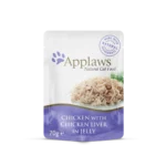 Applaws Tender Chicken Breast konservləşdirilmiş qida pişiklər üçün , toyuq üçün qaraciyəri ilə jele ilə, 70 g