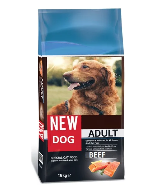 60211150 New Dog Adult Beef сухой корм для взрослых собак всех пород со вкусом говядины (целый мешок 15 кг) — изображение 1