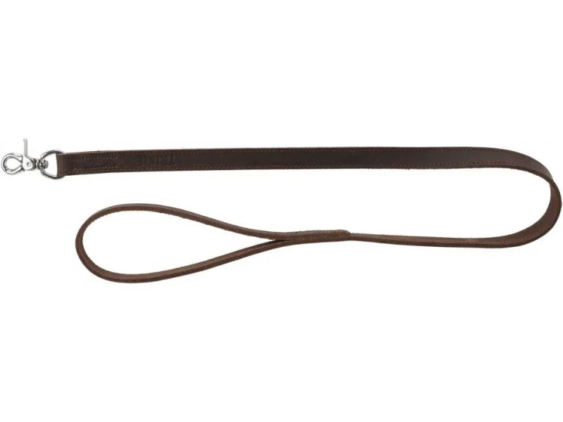 6021157-2 Trixie поводок кожаный, размер M-L 1 m/20 mm, темно-коричневый — изображение 1