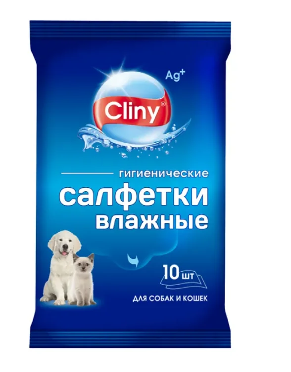 6021188 Cliny салфетки влажные для собак и кошек, 10 шт. — изображение 1