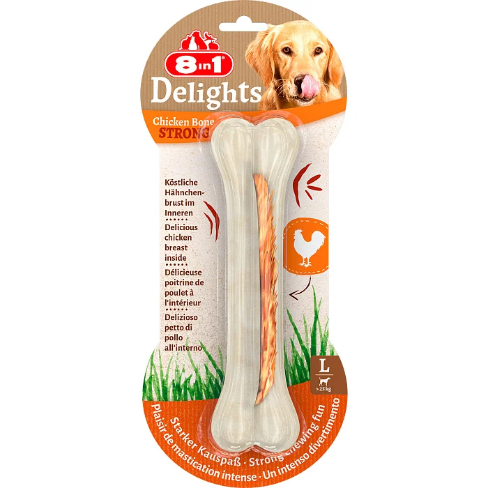 6021293 8in1 Жевательные кости с куриным мясом внутри для собак весом более 20 кг — изображение 1