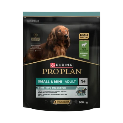 Pro Plan Small&Mini Adult для взрослых собак мелких и карликовых пород с чувствительным пищеварением с ягненком и рисом, 700 г