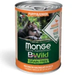 Monge Natural Bwild Grain Free Puppy беззерновой корм для щенков и молодых собак всех пород, в соусе утка с тыквой и кабачками 400 г