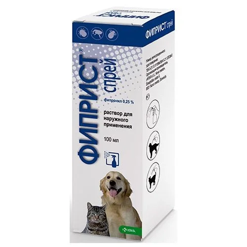 6021510 KRKA спрей Фиприст для кошек и собак от блох, клещей, вшей и власоедов 100 мл — изображение 1