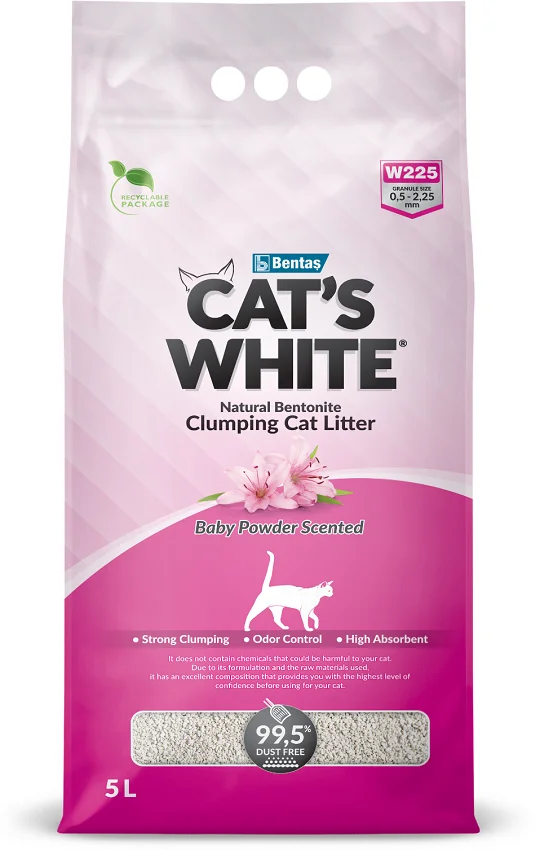 6022145 Cat's White комкующийся наполнитель с ароматом детской присыпки 5 л — изображение 1