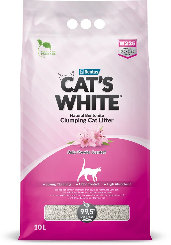 6022149 Cat's White комкующийся наполнитель с ароматом детской присыпки 10 л — изображение 1
