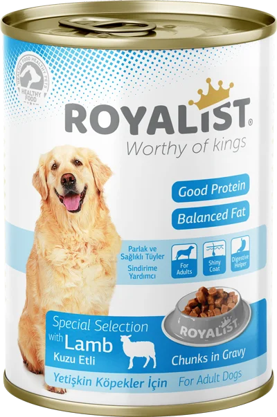 6022278 Royalist консервы для взрослых собак мясные кусочки в соусе с ягненком, 400 г — изображение 1