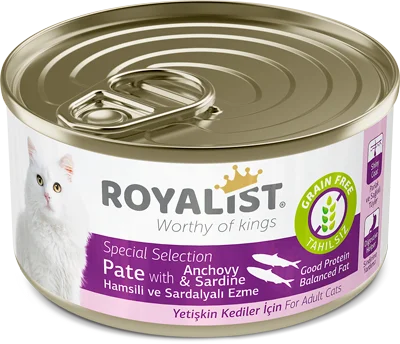 6022287 Royalist паштет для взрослых кошек с анчоусами и сардинами, 80 г — изображение 1