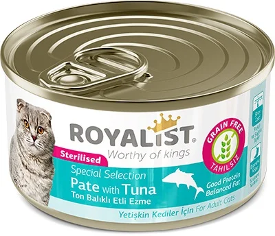 6022508 Royalist паштет для взрослых стерилизированных кошек и кастрированных котов с тунцом, 80 г — изображение 1