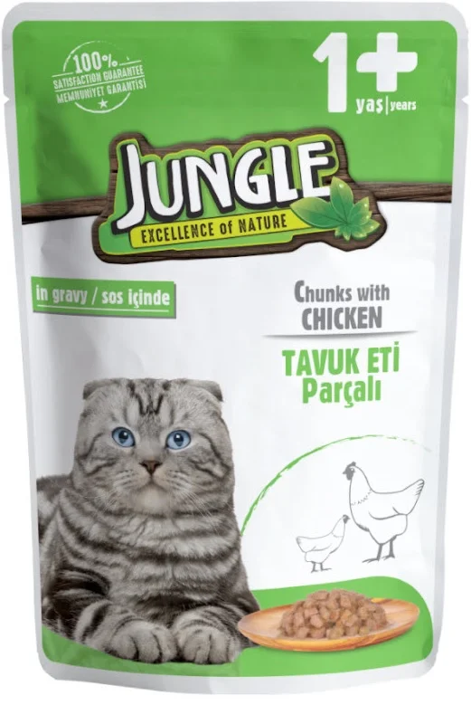 6022523 Jungle влажный корм для взрослых кошек с курицей в соусе 100 г — изображение 1