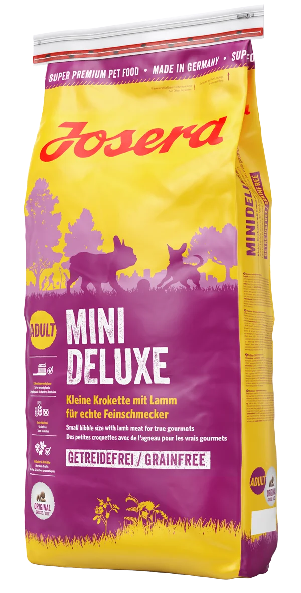 60225740 Josera Mini Deluxe полнорационный сухой беззерновой корм для взрослых собак мелких пород с ягненком (целый мешок 15 кг) — изображение 1