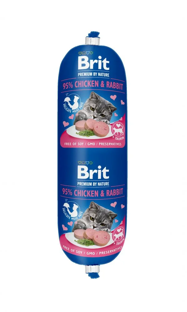 6022595 Brit Premium Сat Sausage влажный корм для кошек с курицей и кроликом 180 г — изображение 1